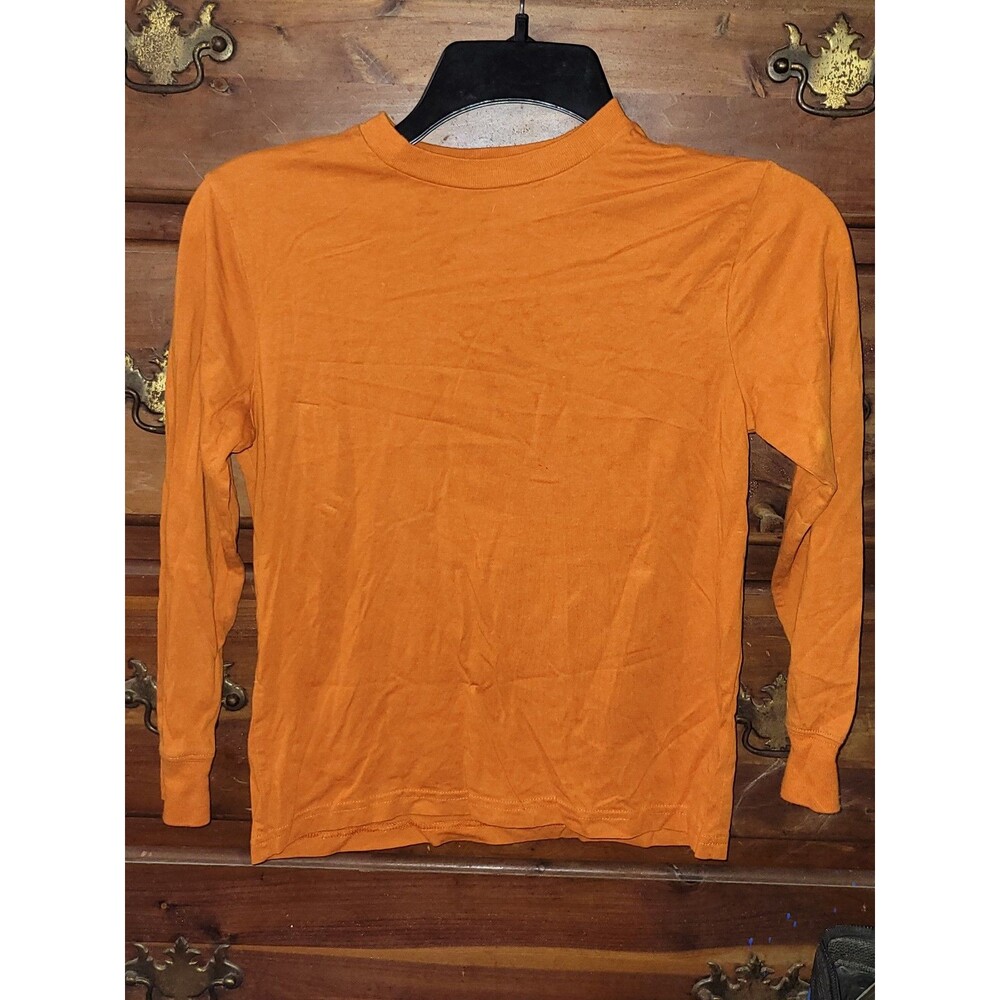 Cherokee Ultimate Tee Boys Small Orange Solid Long Sleeve Shirt Cotton (AG90)